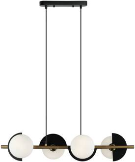 Darcy hanglamp, zwart/brons, 4-lamps zwart, brons, wit