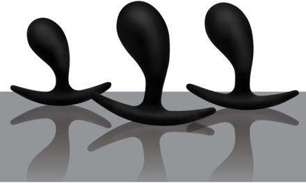Dark Droplets - 3-delige Gebogen Anale Trainer Set - Zwart - Dark Droplets - 3-delige Gebogen Anale Trainer Set - Zwart