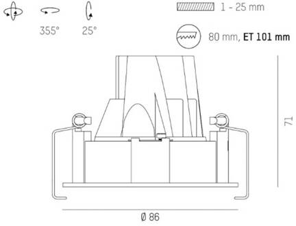 Dark Night inbouw 2700K zwart/zilver mat zwart, zilver