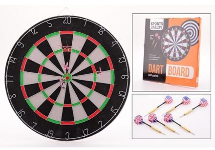 Dartbord - 45 cm - met 6 pijlen - darten - dubbelzijdig - darts