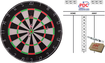 Dartbord 45 cm met 6 pijlen met scorebord met marker en wisser 45x30 cm - Dartborden