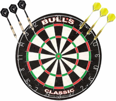 Dartbord Bulls The Classic met 2 sets dartpijlen 21 grams - Dartborden