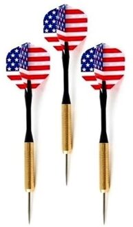 Dartpijlen set van 15x stuks met Amerikaanse/USA vlag flights - Darts sportartikelen