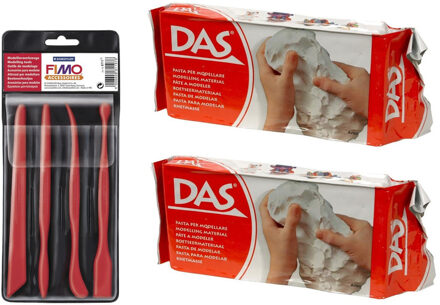 DAS Boetseerklei - 2x 1 KG - incl. boetseergereedschap - wit - boetseer klei