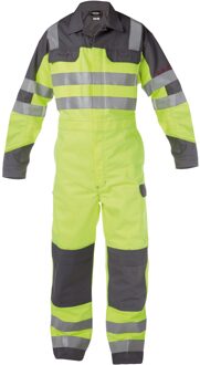 Dassy Spencer multinorm hoge zichtbaarheidsoverall met kniezakken Geel/Grijs maat XL