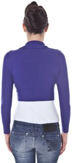 Datch Korte Gebreide Cardigan Lange Mouwen V-hals Middelblauw