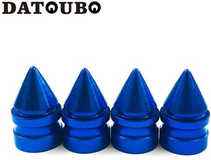 DATOUBO 4 pcs Aluminium spike kleurrijke Auto Tire Klepstelen Caps Motorfiets Fiets Wheel Valve cap Tyre caps Valve Air valve 4 stk blauw kleur