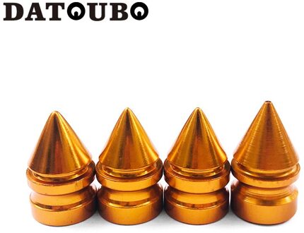 DATOUBO 4 pcs Aluminium spike kleurrijke Auto Tire Klepstelen Caps Motorfiets Fiets Wheel Valve cap Tyre caps Valve Air valve 4 stk gouden kleur