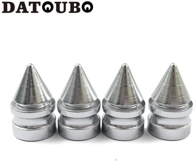DATOUBO 4 pcs Aluminium spike kleurrijke Auto Tire Klepstelen Caps Motorfiets Fiets Wheel Valve cap Tyre caps Valve Air valve 4 stk zilvere kleur