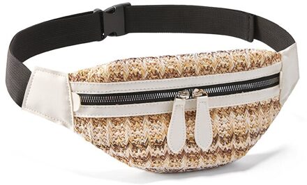 Daunavia Stro Zomer Taille Tas Grappig Packs Strand Riem Borst Bag Vrouwelijke Telefoon Pouch Dames Mode Taille Packs Voor vrouwen khaki