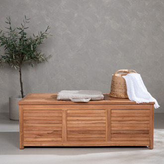 Dave teakhouten opbergkist naturel - 130 x 46 cm Bruin