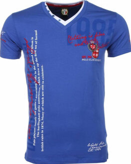 David Copper Italiaanse T-shirt - Korte Mouwen Heren - Borduur Polo Club - Blauw - Maten: M