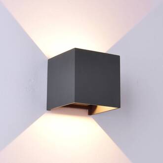 Davos LED buitenwandlamp, grijs, hoekig, dimbaar, aluminium donkergrijs
