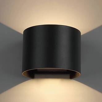 Davos LED buitenwandlamp, rond, zwart, dimbaar, aluminium