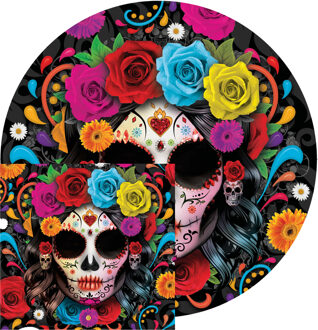 Day of the dead feest servies set - borden/servetten - 24x - gekleurd - papier