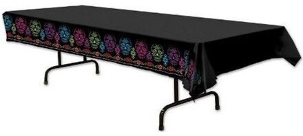 Day of the Dead tafellaken - tafelkleed - 137 x 274 cm - plastic - Halloween - herbruikbaar Multi