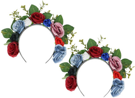 Day of the Dead verkleed diadeem - gekleurde bloemen - dames - tiara - Halloween