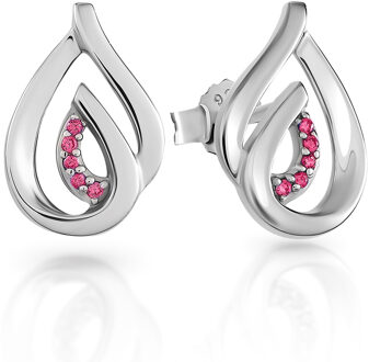 'Dazzle' Vrouwen 925 Sterling Zilveren Set: Ketting-Hanger + Oorbellen - Zilver SET-7518/R