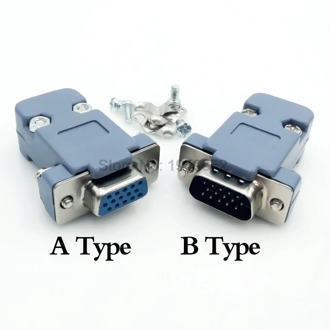 DB15 15 hole pin 3 rows Parallel VGA Port Adapter male female plug socket Solder Welded Connector+Plastic Shell Cover