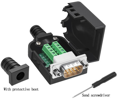 DB9 Connector Male Female D-SUB 9 Pin Plug RS232 RS485 Breakout Terminals 21-24 AWG Wire Solderless Connectors