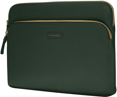 dbramante1928 Paris+ Sleeve - Laptop hoes 14 inch - Echt leer - MacBook Pro 14 inch - Evergreen Groen - 14.2