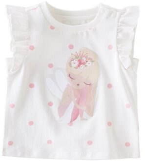 DBZ14157 Dave Bella Zomer Baby Meisjes Cartoon Stippen T-shirt Kinderen Mouwloze Tops Meisjes Leuke Trui Kids Tees 24M (80cm)