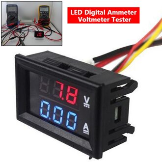 Dc 0-100V 0-10A Voltmeter Amperemeter Blauw + Rood Led Amp Dual Digitale Ampèremeter Voltmeter Gauge Zwart