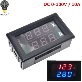 DC 0-100V 10A Digital Voltmeter Ammeter Dual Display Voltage Detector Current Meter Panel Amp Volt Gauge 0.28" Red Blue LED