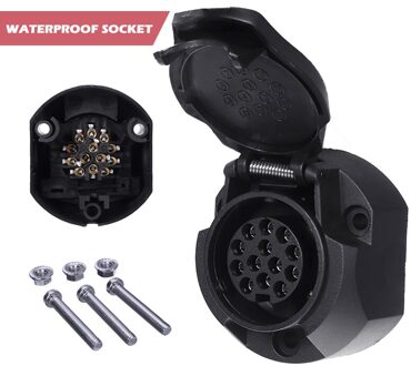 Dc 12V 13 Pin Trailer Extension Montage Socket Switch-Off Contact Seal Schroeven Universele Voor Mistachterlicht eu Plug