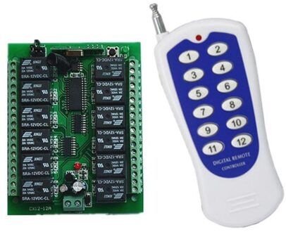 DC 12V 24V 12 CH 12CH Radio Controller RF Draadloze Afstandsbediening Schakelaar Systeem Zender + Ontvanger 315 /433 MHz 1 / DC 12V