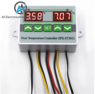 DC 12V 24V AC 110-220V ST3012 LED Digital Dual Thermometer Temperature Controller Thermostat Incubator Microcomputer Dual Probe