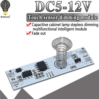 DC 12V Capacitive Touch Sensor Switch Coil Spring Switch LED Dimmer Control Switch 9-24V 30W 3A for Smart Home LED Light Strip
