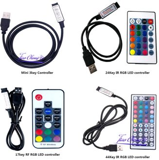 DC 5 V USB LED RGB Controller Mini 3 Sleutels Dimmer 24Key 44key IR Afgelegen 17 Toetsen RF Draadloze Afgelegen controle voor USB RGB LED Strip 17Key RF controleur