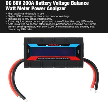 Dc 60V 200A Batterij Spanning Balans Hoge Precisie Watt Meter Vermogen Analyzer Checker Balancer Rc Onderdelen Met Backlight