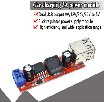 DC 6V-40V To 5V 3A Double USB Charge DC-DC Step Down Converter Module For Vehicle Car Charger LM2596 Dual Two USB