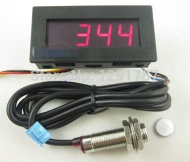 DC 8-15 V Hal Naderingsschakelaar Sensor NPN + 4 Digitale Rode LED Toerenteller RPM Snelheid Meter 5 -9999 RPM