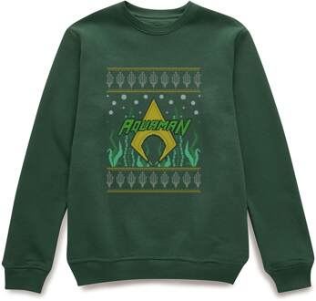 DC Aquaman Knit Christmas Jumper - Forest Green - L Groen