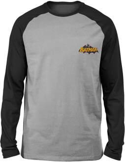 DC Batman Logo Embroidered Unisex Long Sleeved Raglan T-Shirt - Grey/Black - XL