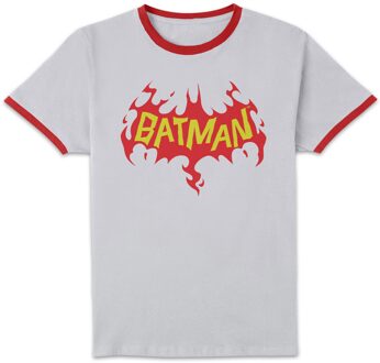 DC Comics Batman Flame Unisex Ringer T-Shirt - White/Red - XXL