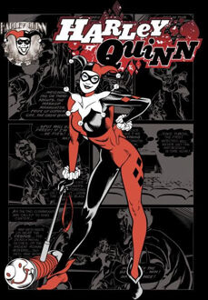 DC Comics Batman Harley Quinn Comic Page Dames T-shirt - Zwart - L