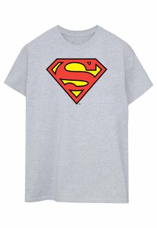 DC Comics Dames/Dames Superman Logo Boyfriend Fit Katoenen T-shirt (Sportgrijs) Lichtgrijs
