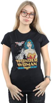 DC Comics Dames/Dames Wonder Woman Posing Katoenen T-Shirt (Zwart) - 2XL