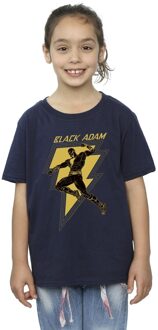 DC Comics Meisjes Zwart Adam Gouden Bout Borst Katoenen T-Shirt (Marineblauw) - maat 5-6J / 110-116cm Navy