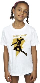 DC Comics Meisjes Zwart Adam Gouden Bout Borst Katoenen T-Shirt (Wit) - maat 5-6J / 110-116cm