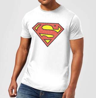 DC Comics Originals Official Superman Crackle Logo Men's T-Shirt - White - 5XL Wit