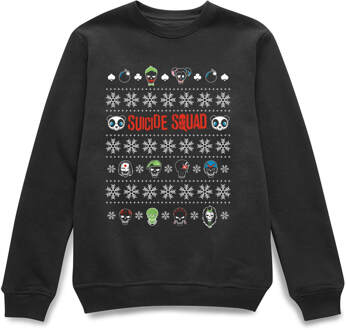 DC Comics Suicide Squad Harley Quinn The Joker en Panda Gezichten Kersttrui - Zwart - L