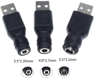 DC Female Jack To USB 2.0 Male Plug Jack 5V Power Plugs Connector Adapter Laptop 3.5*1.35mm/4.0*1.7mm/5.5*2.1mm Black Color