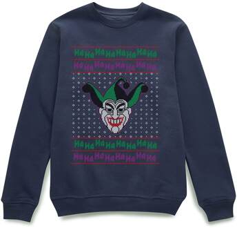 DC Joker Knit Christmas Jumper - Navy - L Blauw