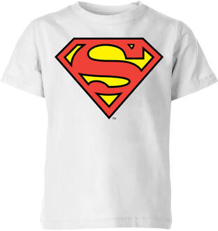 DC Originals Official Superman Shield Kinder T-shirt - Wit - 110/116 (5-6 jaar)