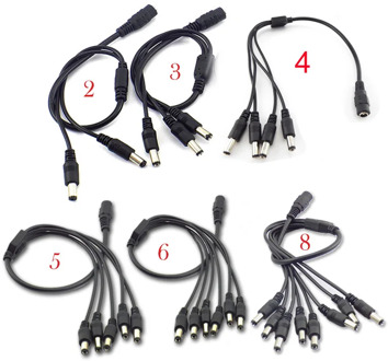 DC Power 1 Female to 2 3 4 5 6 8 Male Way Splitter Adapter Connector Plug Cable 5.5mm*2.1mm 12V For CCTV Camera LED Strip Light